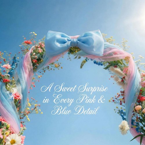 Canlierr Extra Large Organza Bow Decorations - Giant Pink & Blue Tulle Bow with Long Ribbon Tails | 39 x 59 Inch for Weddings & Parties