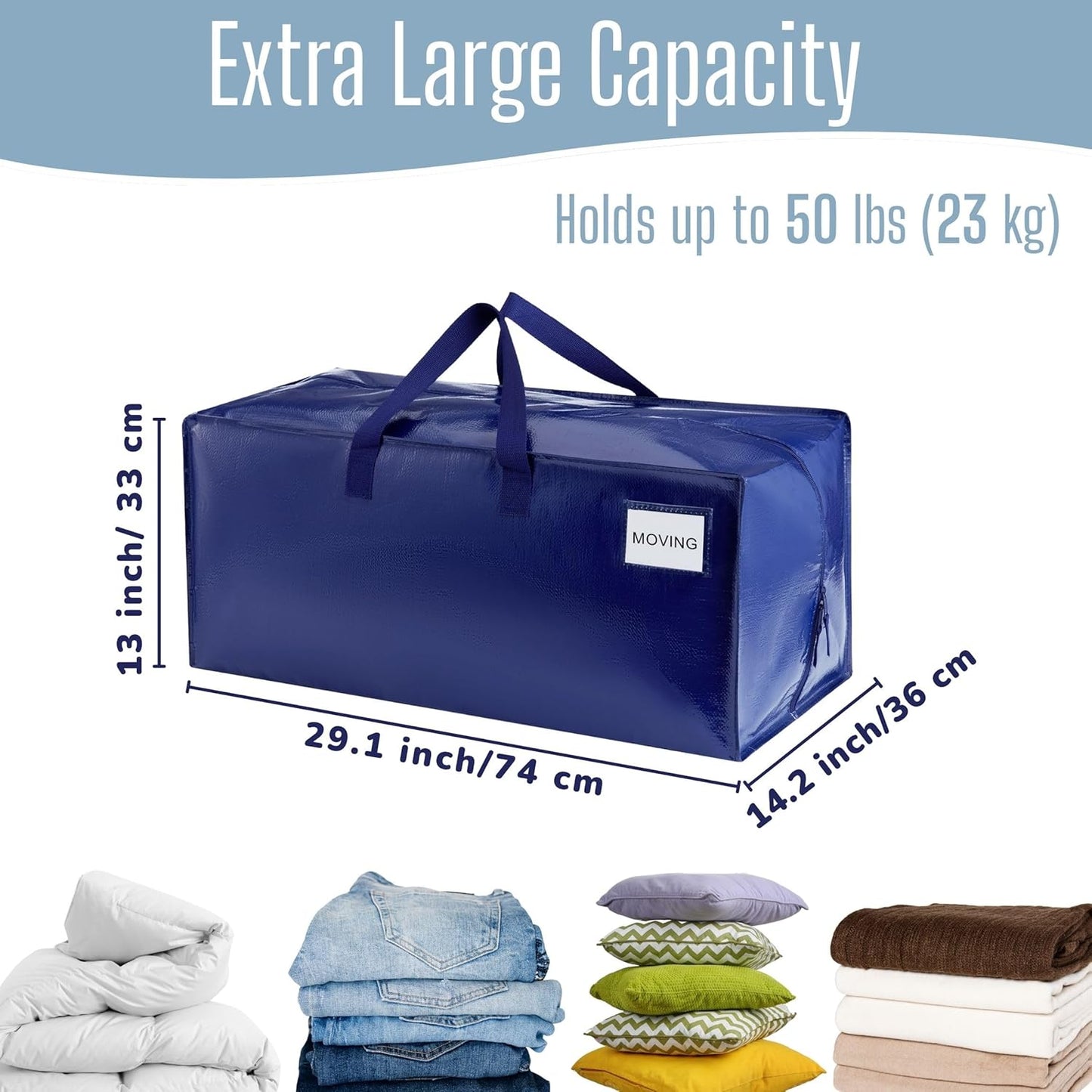 VENO Heavy Duty Moving Bags - Extra Large 2 Pack with Backpack Straps & Zippers | Ideal for College Dorms & Moving Supplies