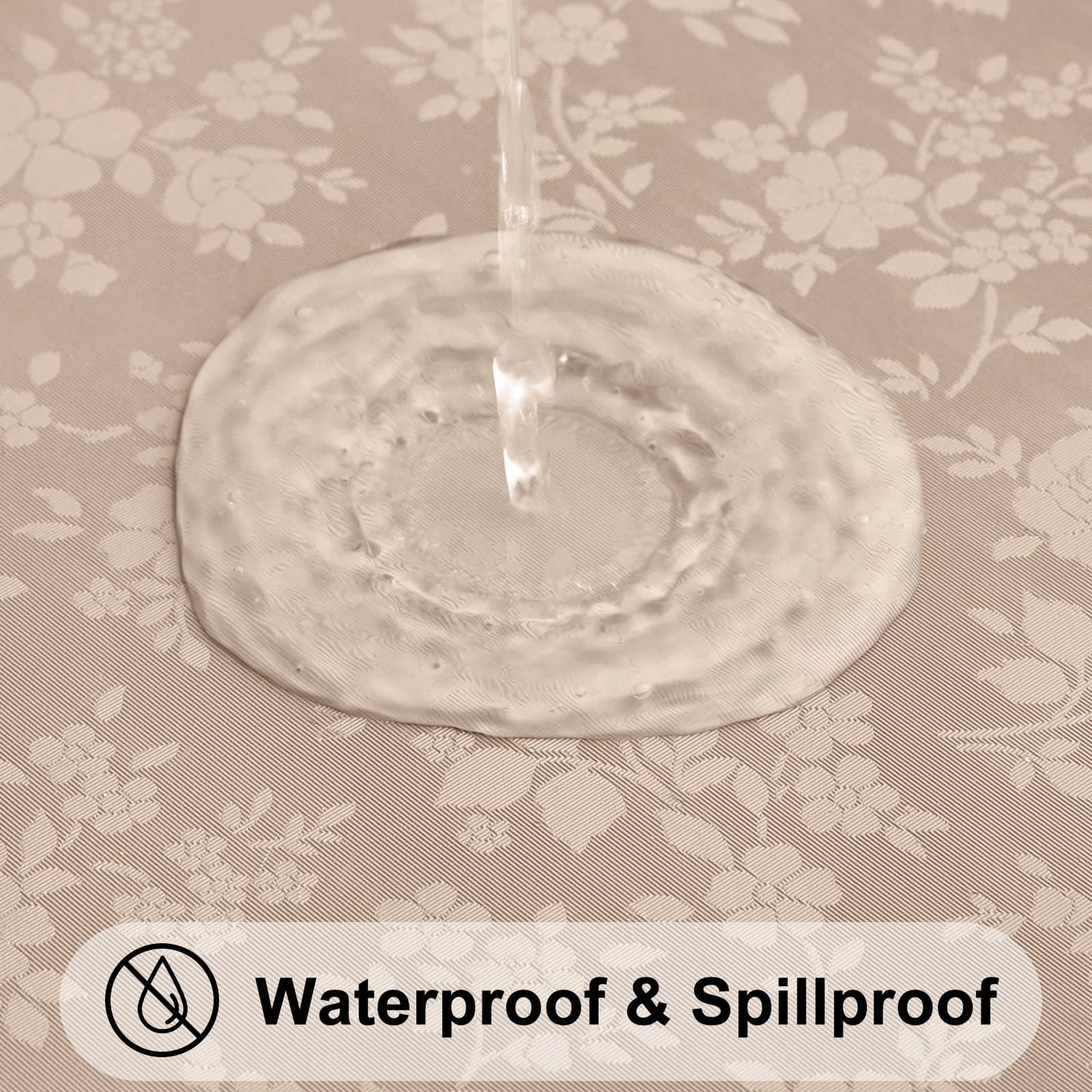 Smiry Round Table Cloth, Waterproof Heavy Duty Vinyl Tablecloths, Wipeable Washable Table Cover for Kitchen and Dining Room (Khaki, 70" Round)