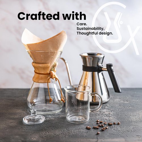 CHEMEX Bundle - 6-Cup Classic Series - 100 ct Square Filters - Exclusive Packaging