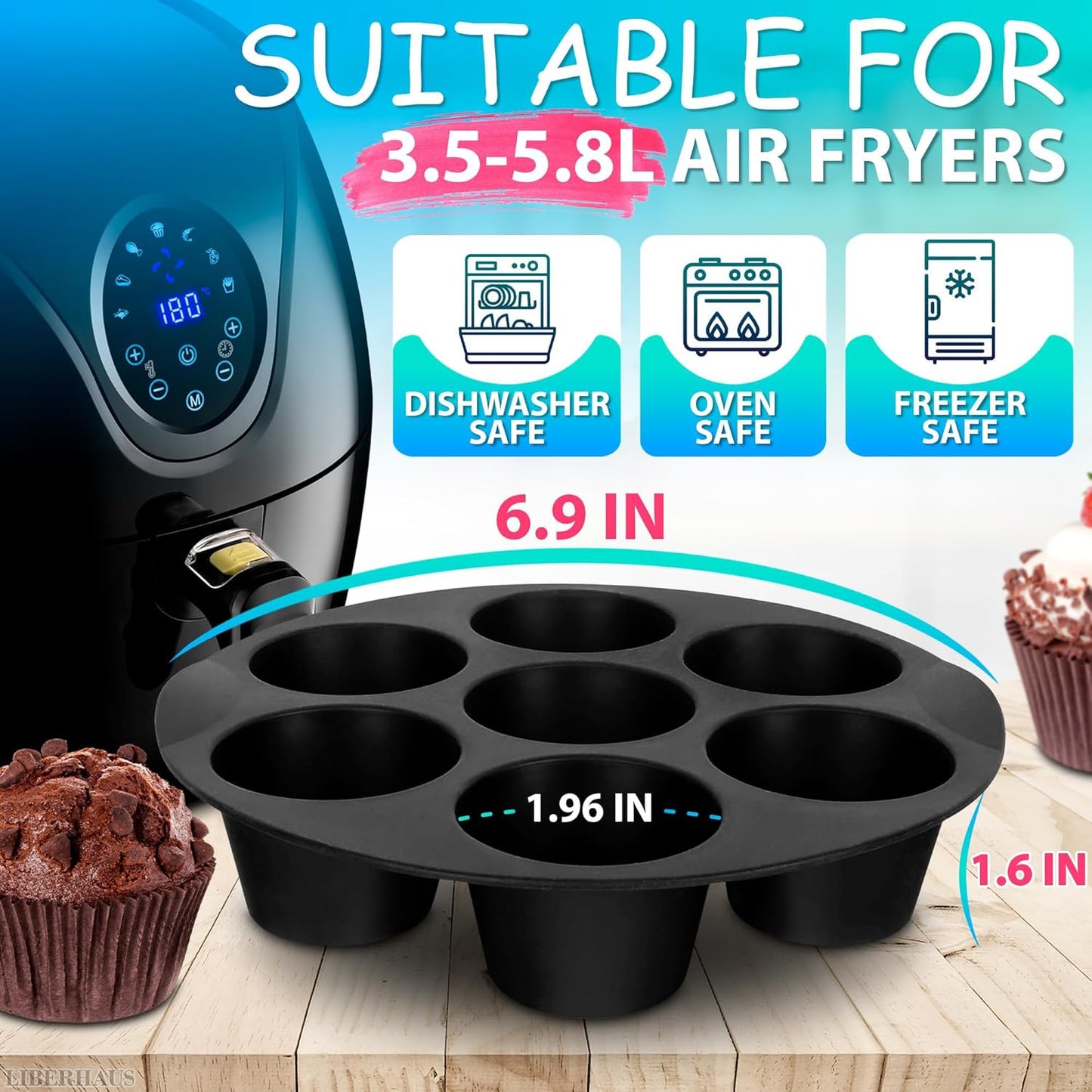 Air Fryer Muffin Pan by [Brand Name] - 7-Cup Silicone Mold for Egg Bites | Heat Resistant & Nonstick