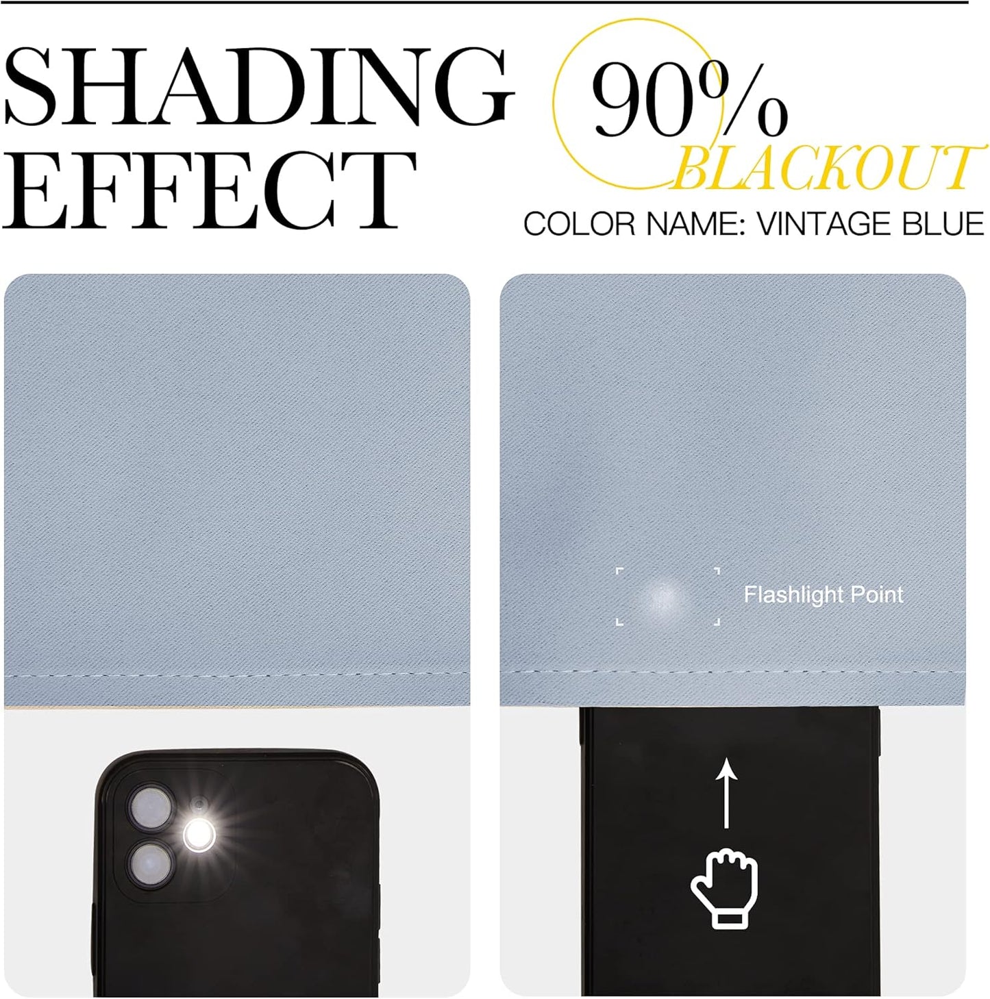 NICETOWN Vintage Blue Blackout Curtains - Thermal Insulated Drapes for Large Windows | 120" Length, 2 Panels, 55" Wide