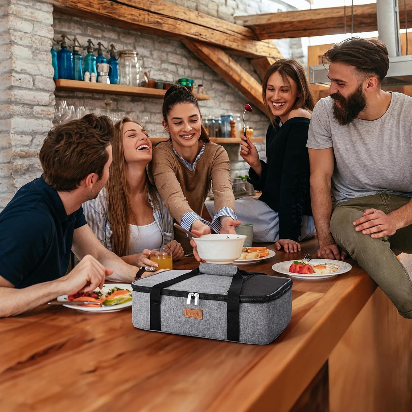 Lifewit Insulated Casserole Carrier - Keeps Food Hot or Cold | Fits 9"x13" Baking Dish - Grey