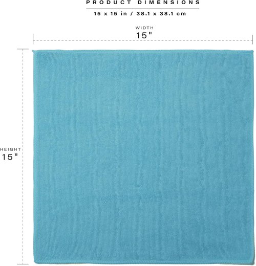 BINO Microfiber Cleaning Towels Set - Ultra Absorbent Blue/Grey Ombre - 15x15 Inches | 12 Pack