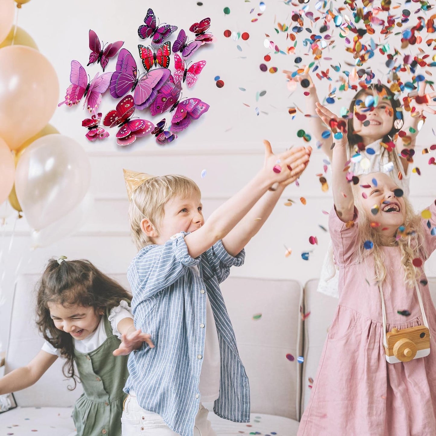 OPSEAM 3D Butterfly Wall Decor - 24 PCS Purple Butterfly Stickers with Magnets for Party Decorations