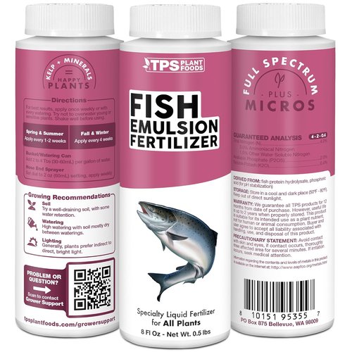 Fish Emulsion Fertilizer - Liquid Salmon Supplement for Rapid Nutrient Uptake & Vibrant Growth, 8 oz
