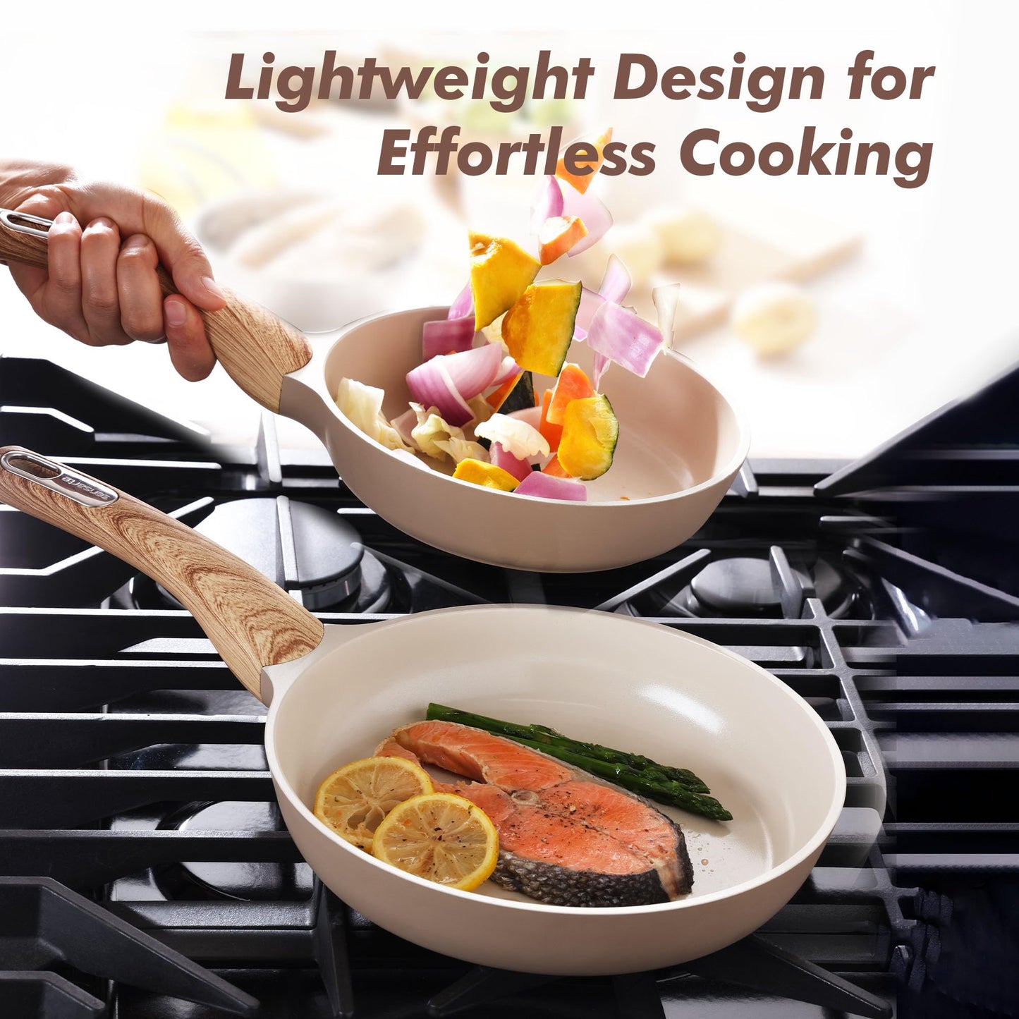 SENSARTE Ceramic Nonstick Frying Pan Small Skillet 8Inch Non Stick Omelette Pans, Non-toxic Healthy Kitchen Cooking Chef's Pan, Free of Intentionally Added PFOA/PFAS/PTFE, Induction Compatible, Taupe