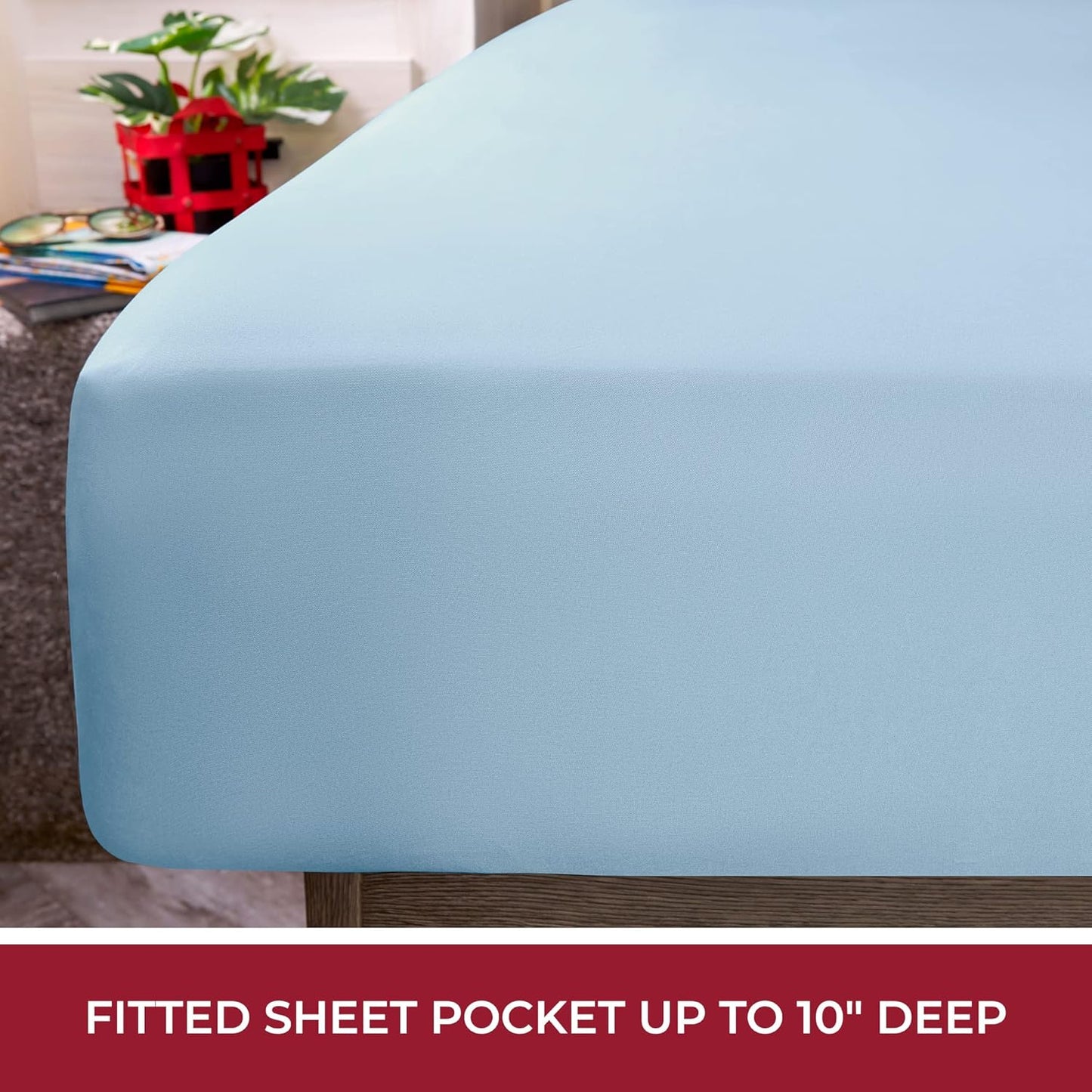 Mellanni RV Short Queen Sheets - Luxury Hotel Bedding Set | Extra Soft & Cooling - Deep Pocket, Blue Hydrangea