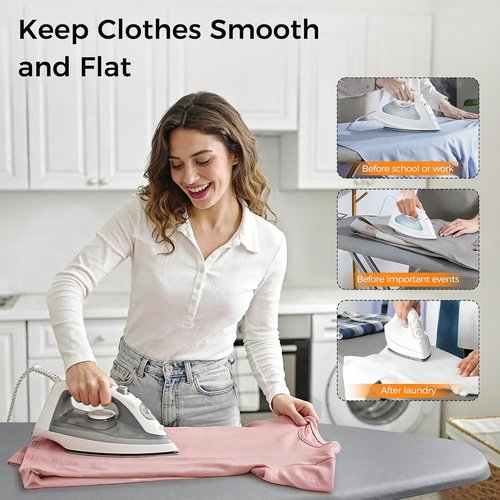 Hvygss Height-Adjustable Ironing Board - Heavy-Duty, Heat-Resistant Design | Foldable & Sturdy Steel Legs (Grey, 43x13)
