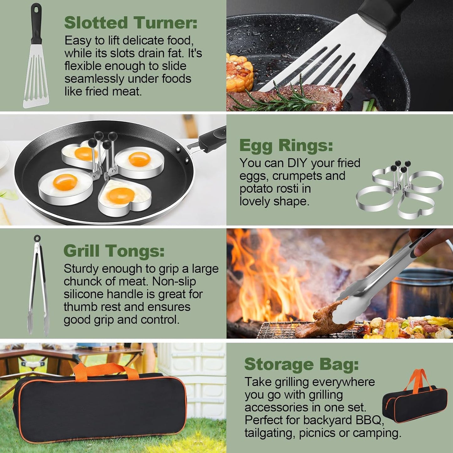 Skiennix Griddle Accessories Set - 30-Piece Flat Top Grill Kit for Blackstone & Camp Chef | Includes Spatulas, Basting Cover & Scraper