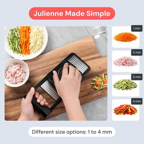 Fullstar 2 in 1 Stainless Steel Mandoline - Adjustable Thickness Vegetable Slicer | Julienne Blade for Easy Meal Prep