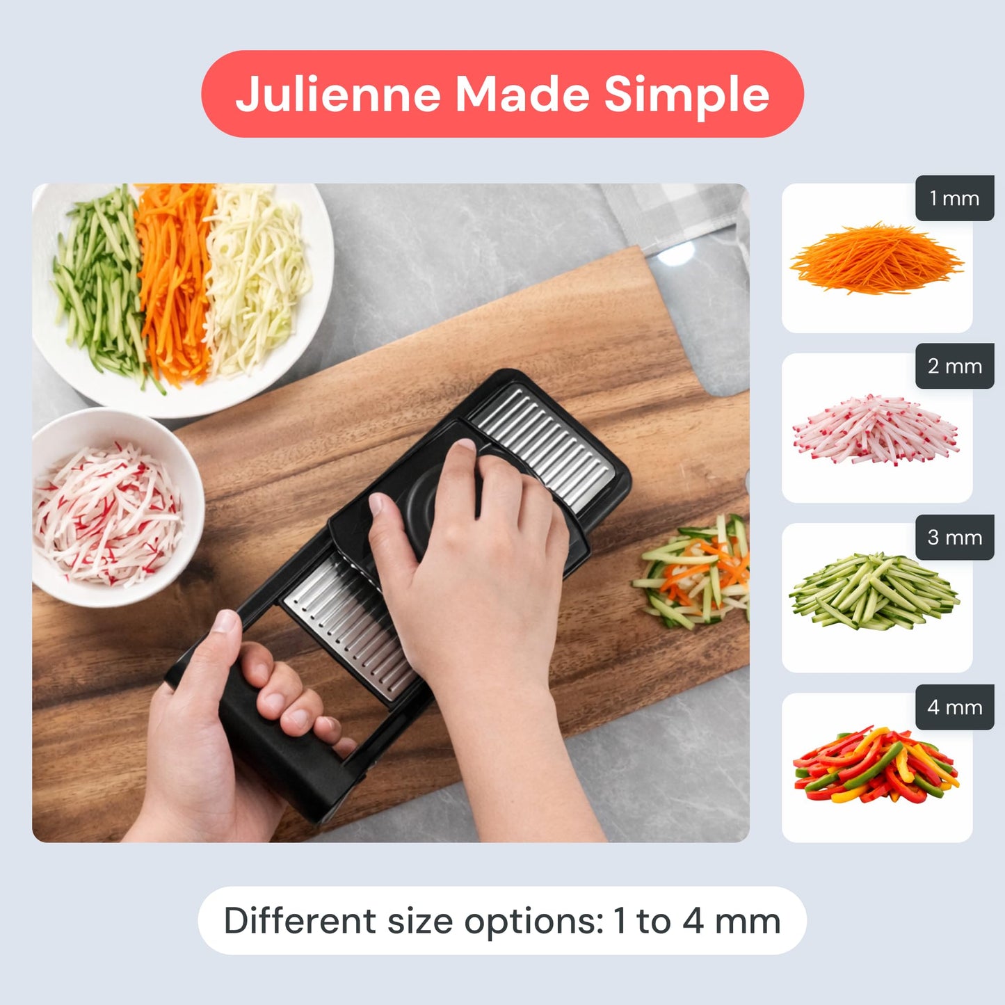 Fullstar Mandoline Slicer for Kitchen – Stainless Steel Vegetable Cutter & Cheese Grater with Adjustable Blades, Safety Glove & Catch Tray Included (7-in-1, Silver)