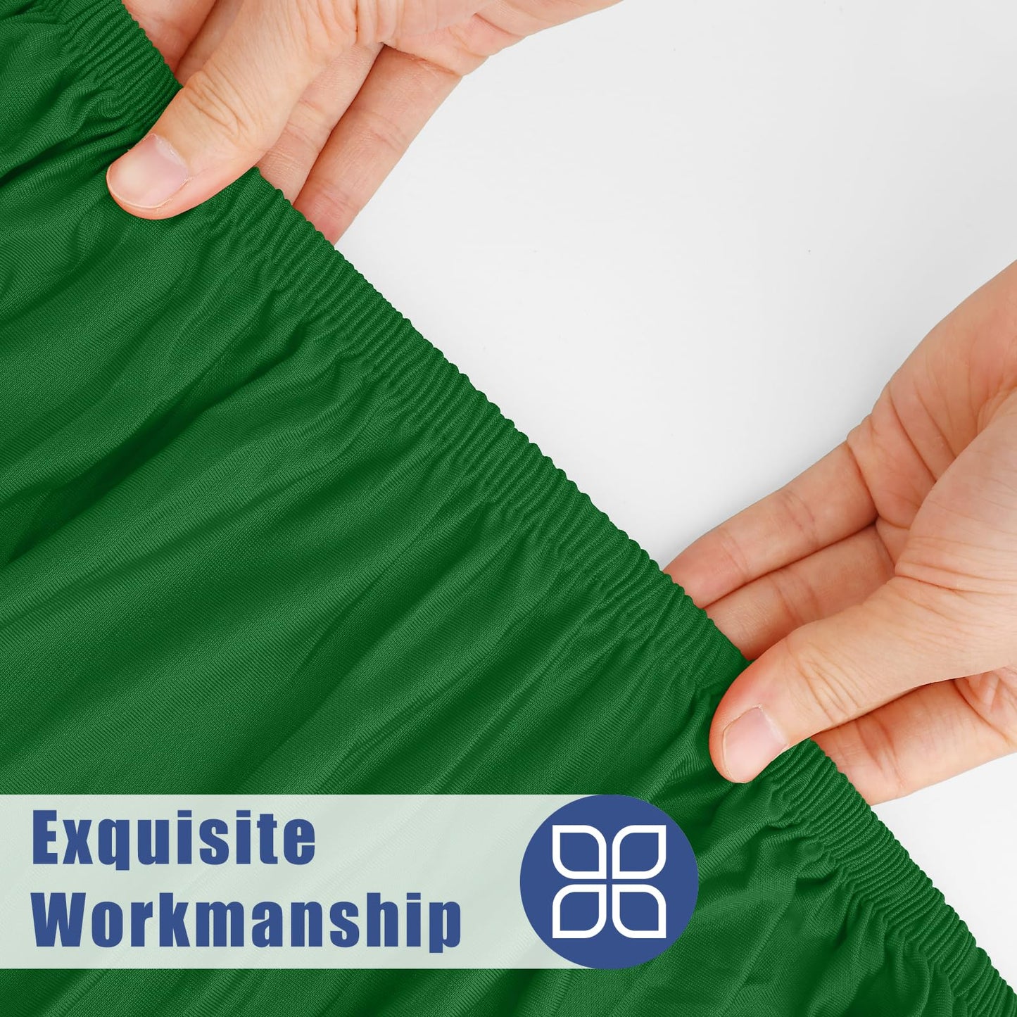 Moosfor Round Spandex Tablecloth, Elastic Fitted Waterproof Tablecloths for 42"-50" Tables, Stretch Washable Picnic Table Cover for Camping, Dining, Indoor and Outdoor, Emerald Green
