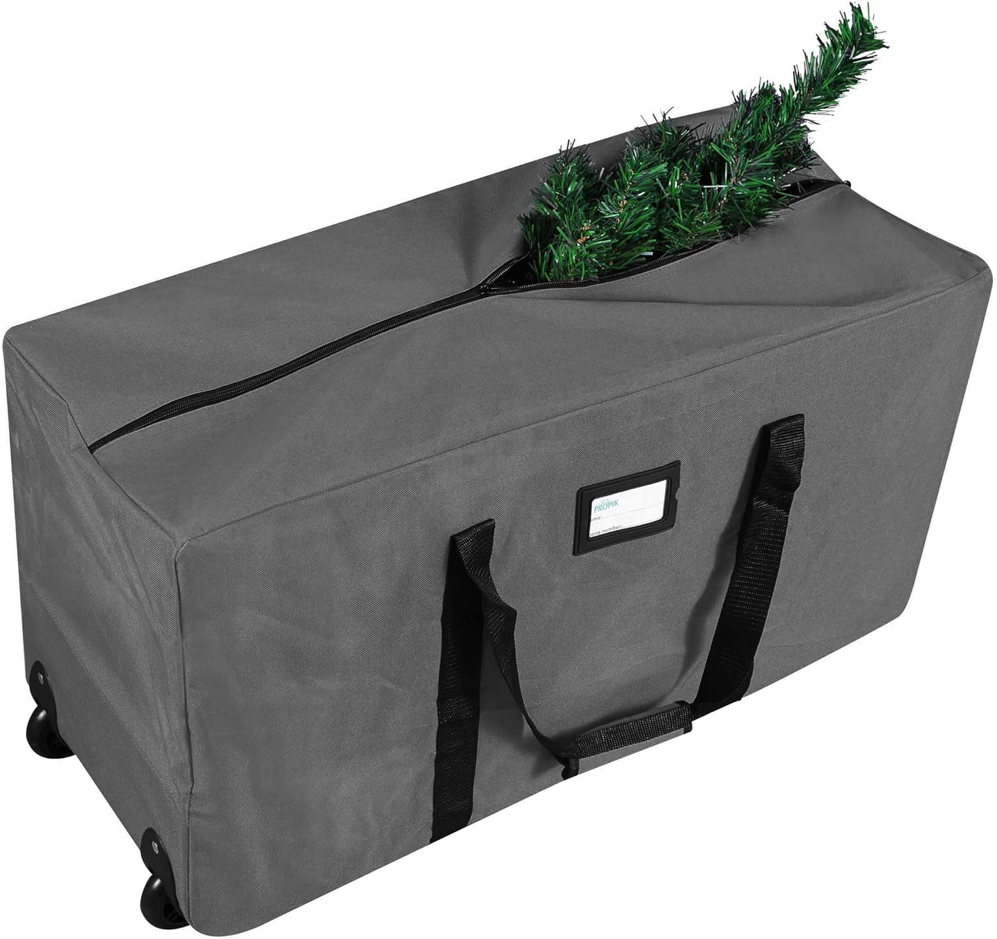 ProPik Christmas Tree Storage Bag - Heavy Duty 600D Oxford with Wheels | Fits Up to 7.5 Ft Tall Trees, Gray