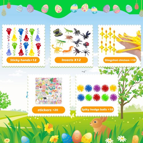 GOAUS Easter Egg Fillers Party Favors for Kids, 220 Pcs Small Toys Prizes Bulk, Goodie Bags Stuffers, Treasure Box Toys for Classroom, Prize Box Birthday Goody Bag