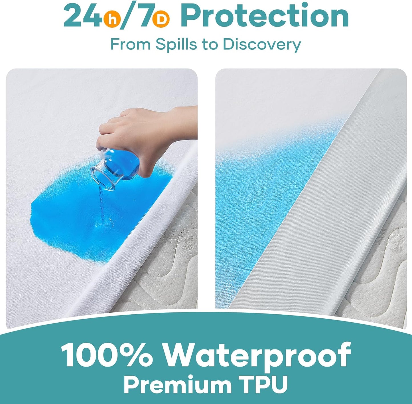 OhGeni Waterproof Mattress Protector - Twin Size Fitted Sheet, Deep Pockets, Hypoallergenic & Noiseless