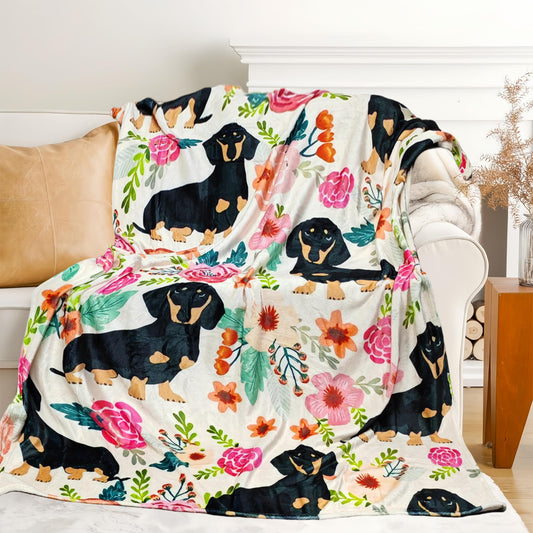 Koesnbre Cute Dachshund Blanket for Women Girls Kids Adults 50" x 60", Dog Flannel Throw for Sofa Couch Bed Living Room, Gifts for Animal Lovers
