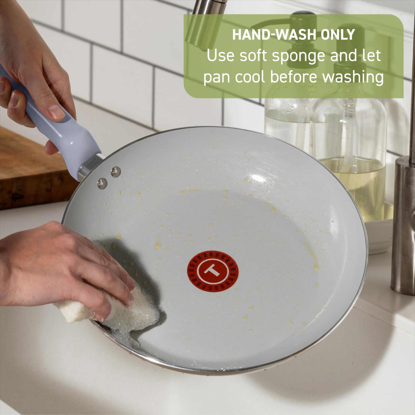 T-Fal Refresh Ceramic Nonstick Frying Pan 12 Inch Skillet, Oven Safe to 350°F, Stay-Cool Handle, Mint Green