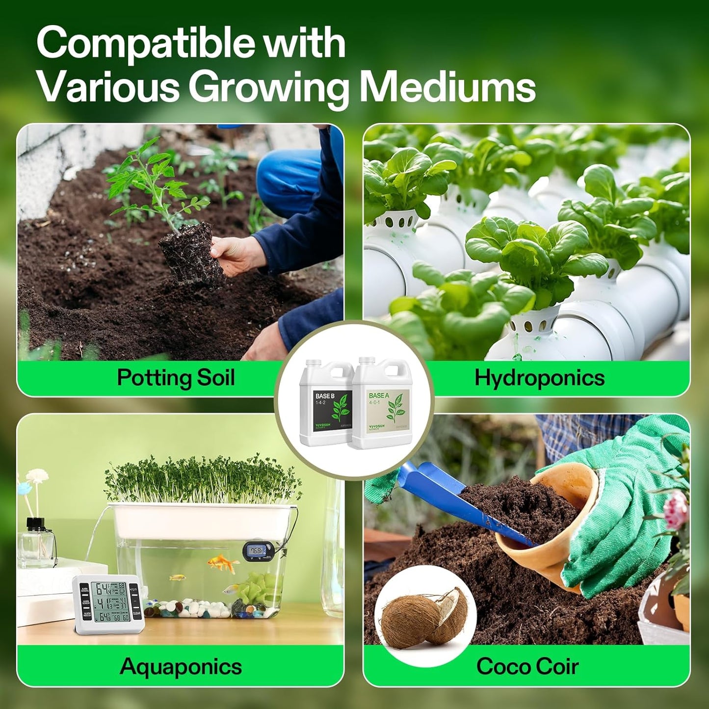 VIVOSUN Hydroponic Fertilizer Bundle - Liquid Nutrients A & B for Optimal Plant Growth | Quart Set