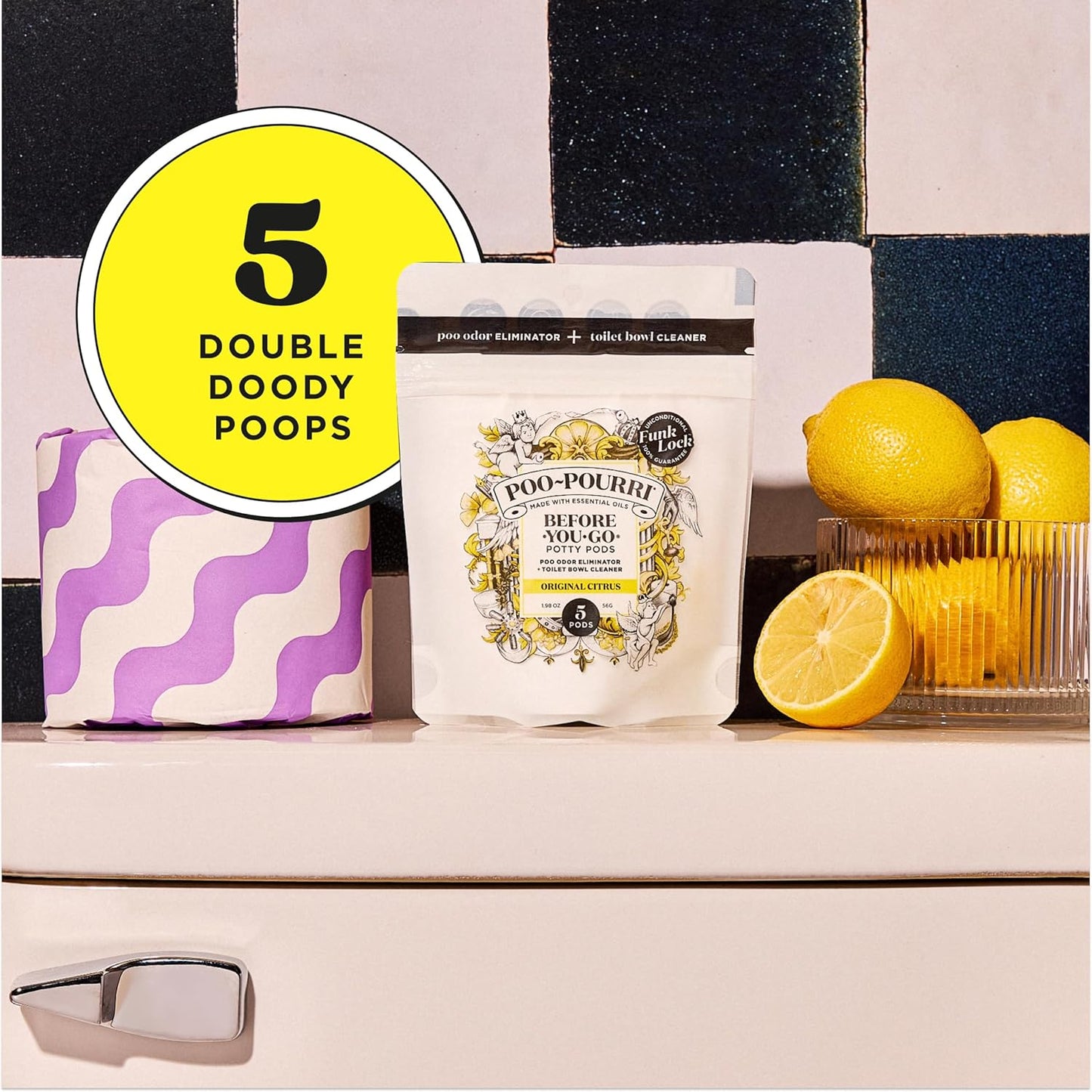 Poo-Pourri Before-You-Go Toilet Potty Pods - Original Citrus Scent, 5 Ct | Bathroom Deodorizer & Cleaner