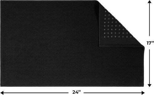 Cotton Paradise Non-Slip Bath Mat - 100% Cotton, Soft & Absorbent, 17x24 Inch, Quick Dry, Black