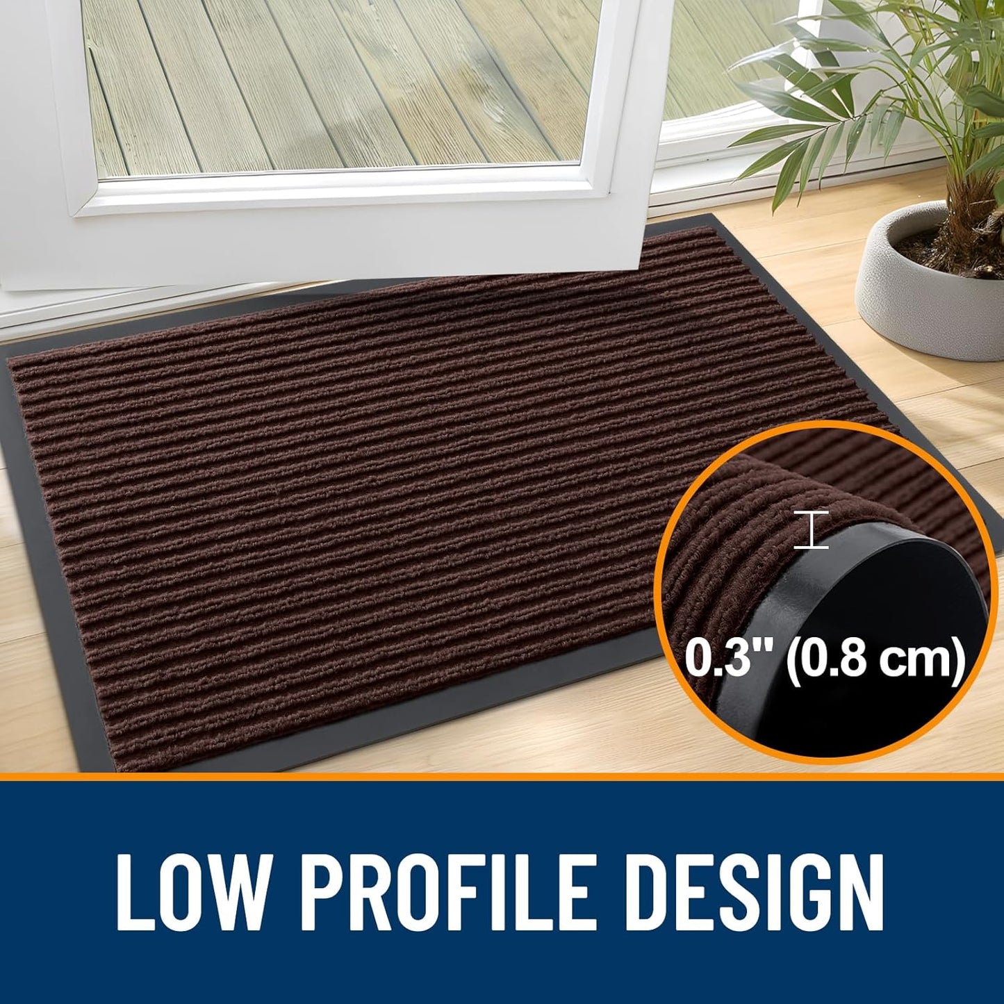 OLANLY Heavy-Duty Waterproof Doormat | 2-Pack Indoor Outdoor Entrance Mats, 29.5 x 17 Inch, Easy Clean, Fade Resistant, Brown
