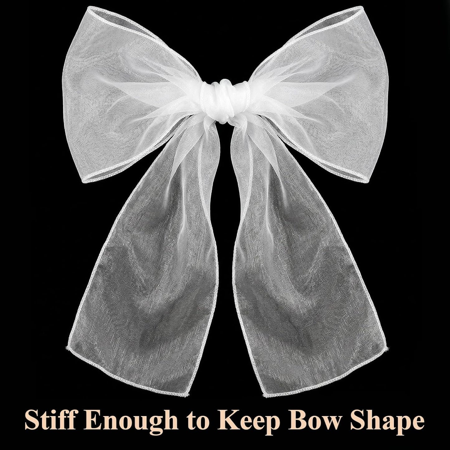 Tosnail Organza Chair Sashes - 30 Pack Tulle Bows for Weddings & Parties | 108 x 6.7 Inches, White