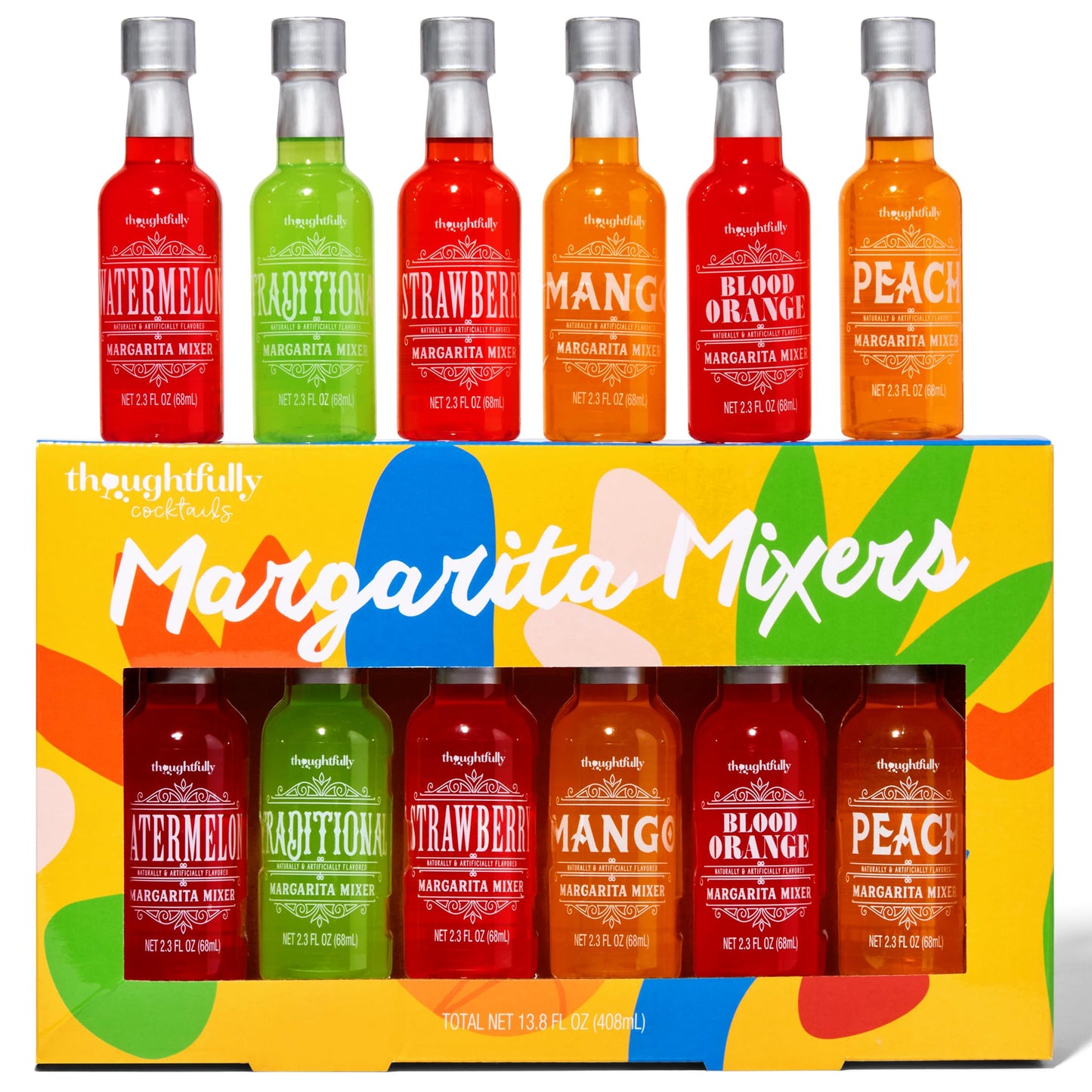 Thoughtfully Cocktails, Margarita Cocktail Mixer Gift Set, Vegan and Vegetarian, Variety of Fruit Flavors, Set of 6 (Contains NO Alcohol)