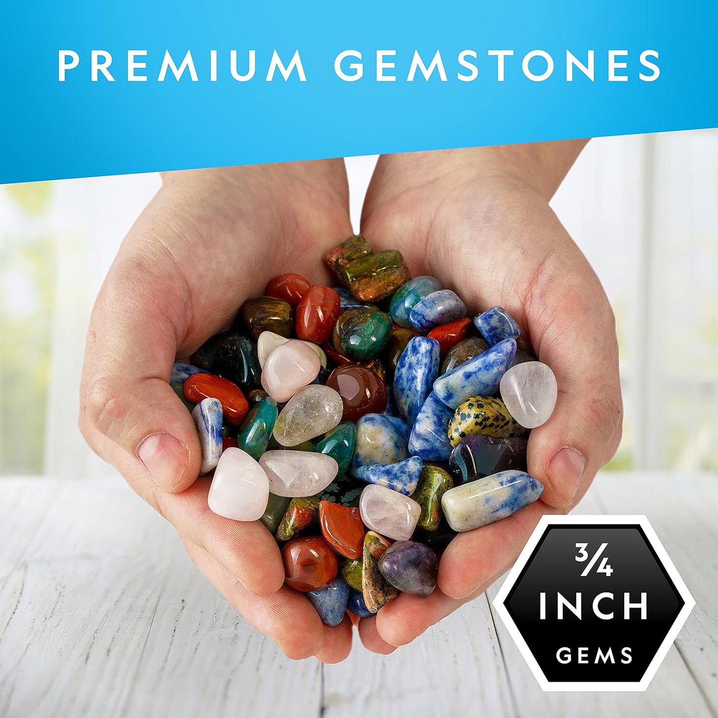 National Geographic Premium Polished Stones - 2 Pounds of Tumbled Crystals for Kids | STEM Rock Kit