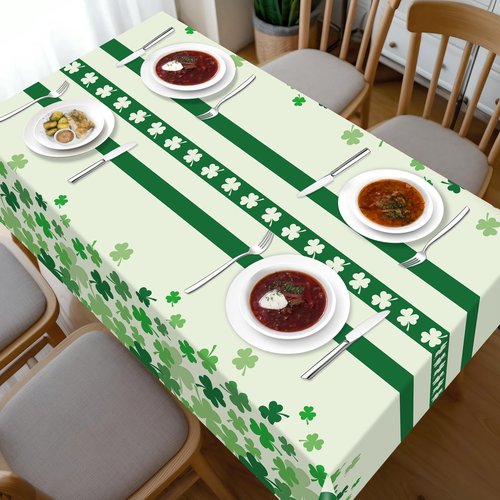 Childom 2 Pack St Patricks Day Tablecloth,St Patricks Day Decorations 54" x 108" Disposable Plastic Tablecloth,St. Patrick's Day Plastic Table Cover for Party Supplies,Indoor,Outside,Home,Dinner