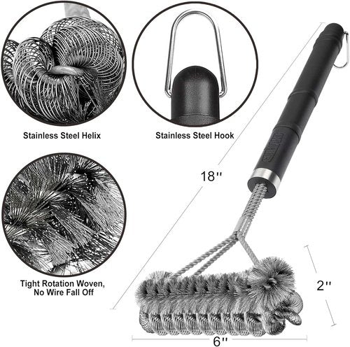 GRILLART Grill Brush - Safe & Efficient 18" BBQ Cleaner with Wire & Helix Design | Ideal for Gas & Porcelain Grates