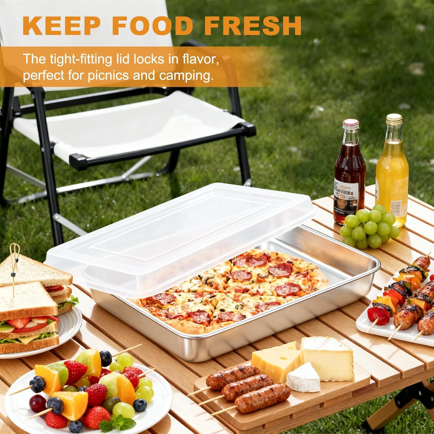 Regine Switzerland Stainless Steel Baking Pan - Heavy-Duty Deep Rectangle with Lid | 12⅓ x 9¾ x 2 Inch, Oven Safe