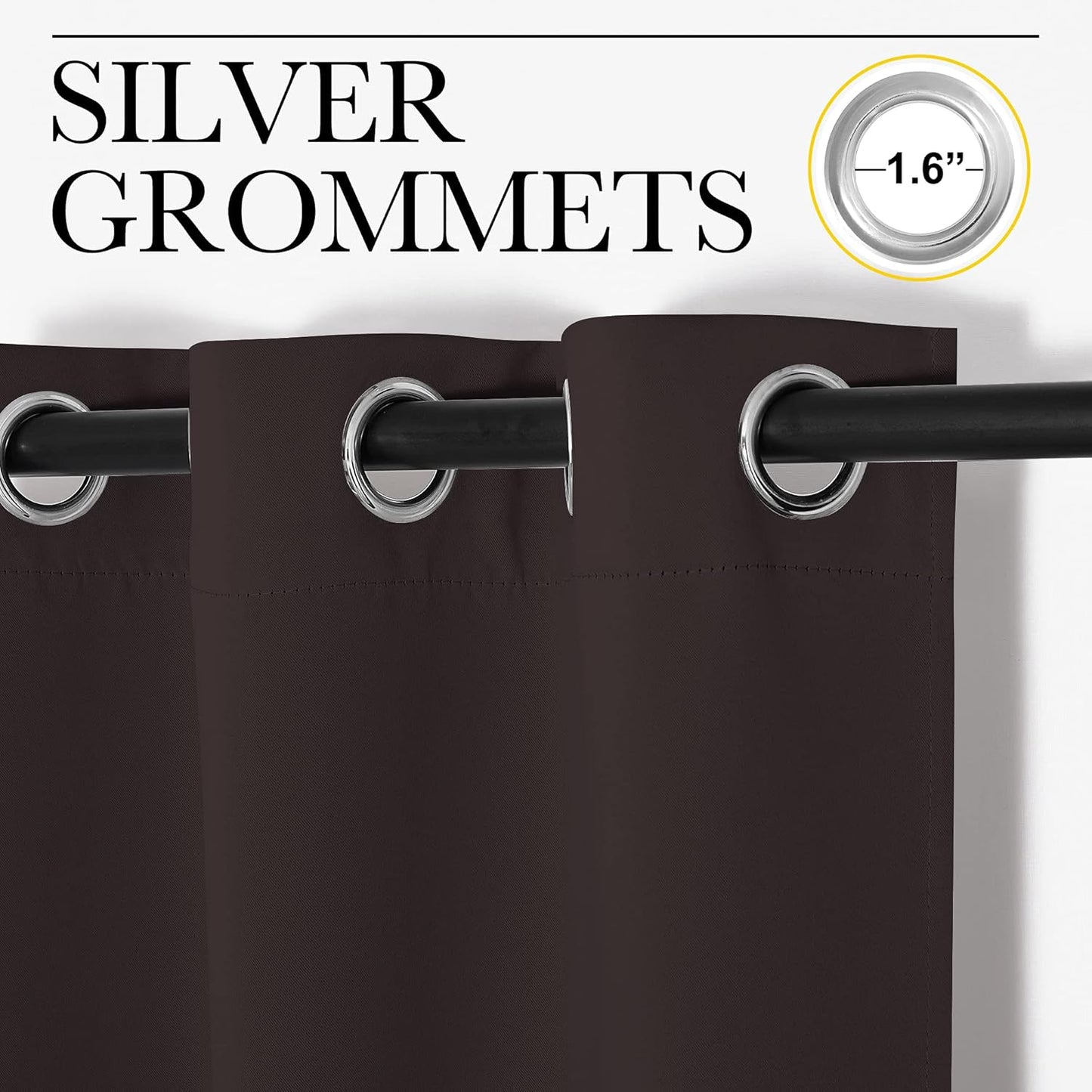 NICETOWN Blackout Window Curtains - Thermal Insulated Grommet Drapes for Bedroom & Living Room | Brown, Set of 2 (W42 x L90)
