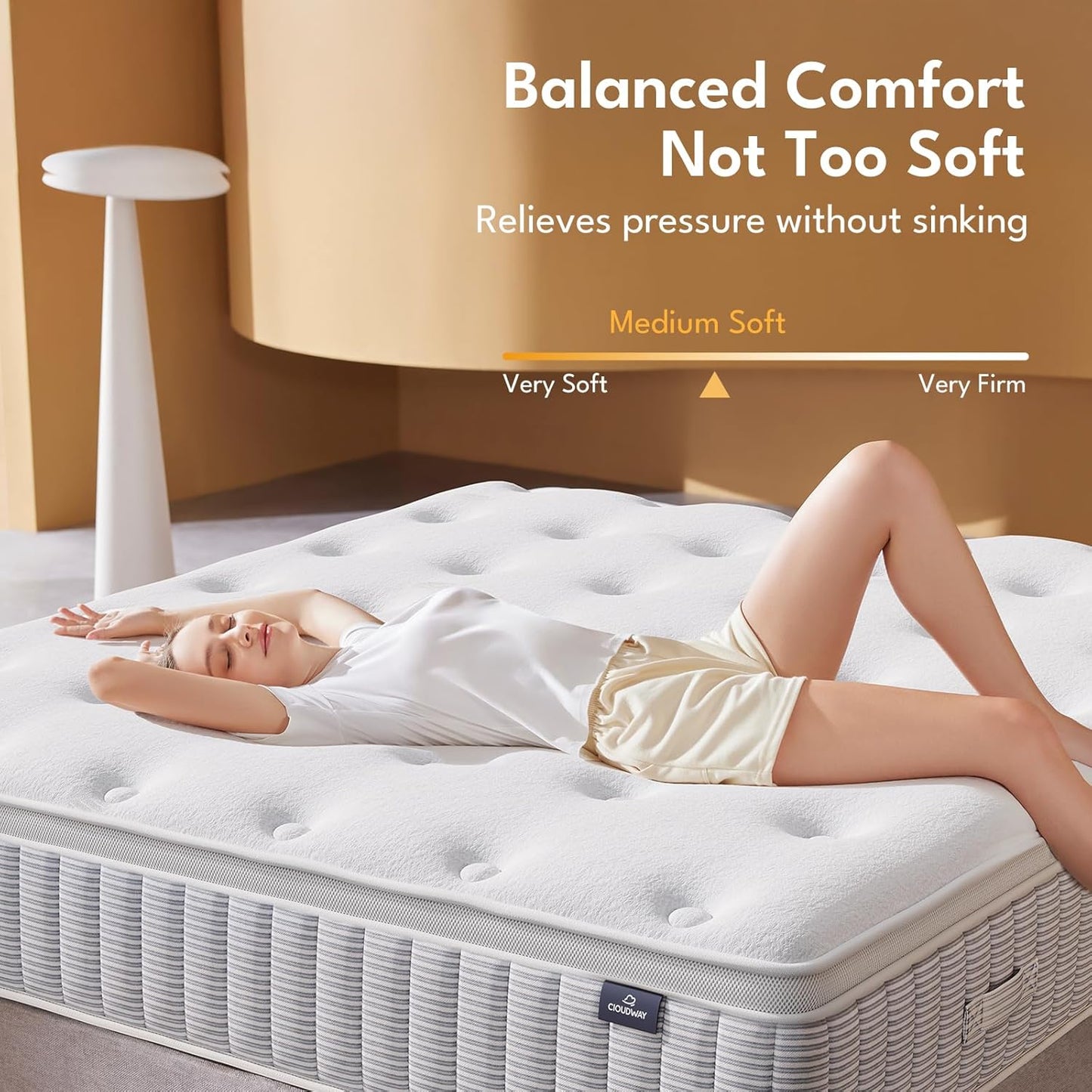 Skiennix Queen Mattress - 14 Inch Hybrid Memory Foam with Reinforced Edge Support & Zoned Coils