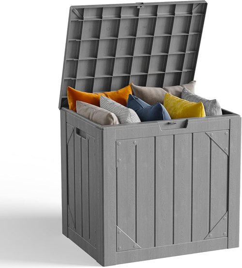 30 Gallon Outdoor Storage Box - Waterproof Resin Deck Organizer for Patio Cushions & Garden Tools