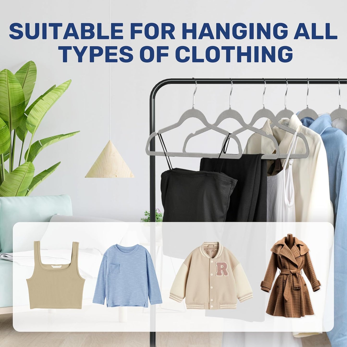 YSSOA Velvet Hangers - Non-Slip, Space-Saving Heavy Duty Suit Hangers with 360° Rotatable Hook - Grey, 30 Packs