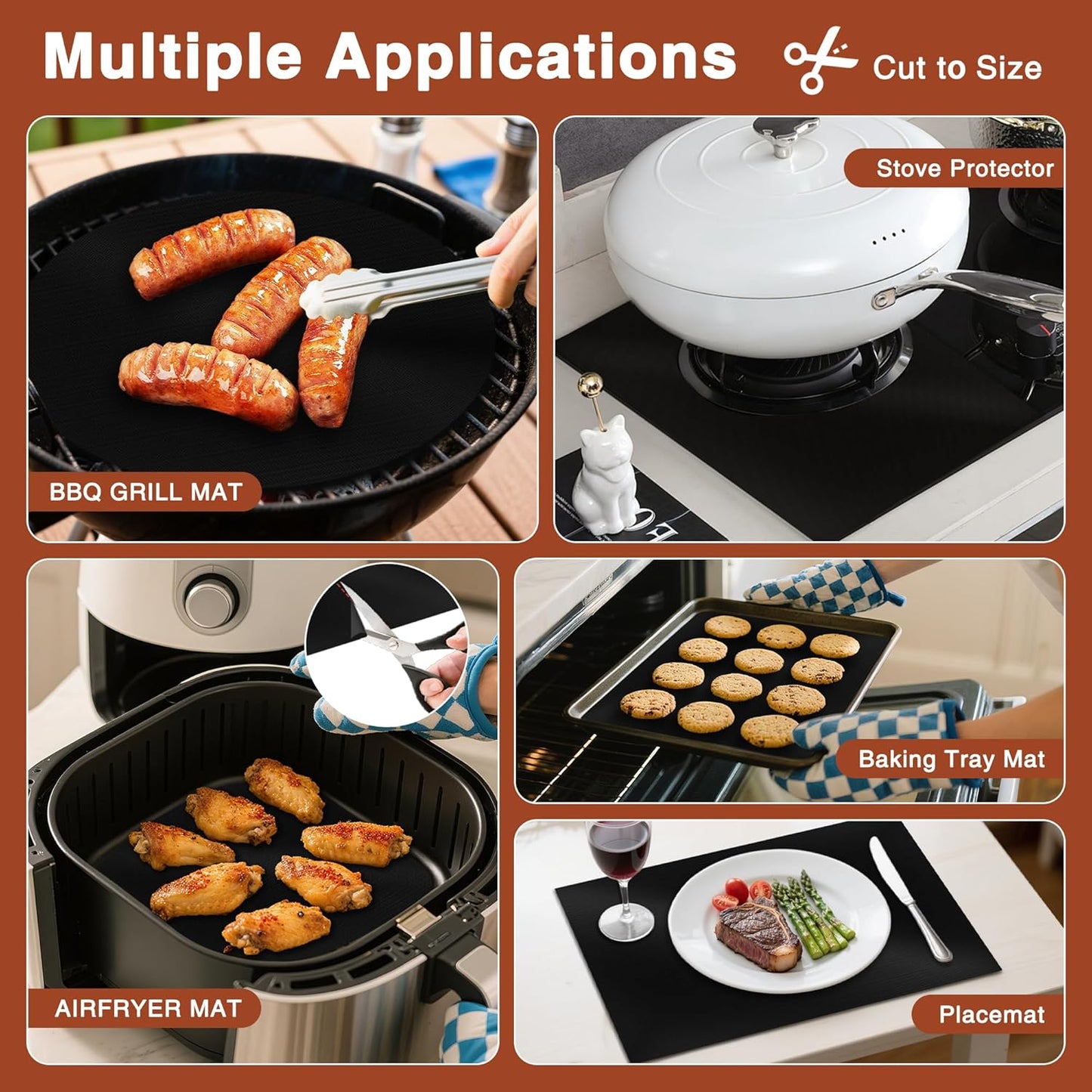 PrettyCare Oven Liners - Heavy Duty Non-Stick Mats, 17”x25” | 2 Pack for Electric & Gas Ovens, BPA Free