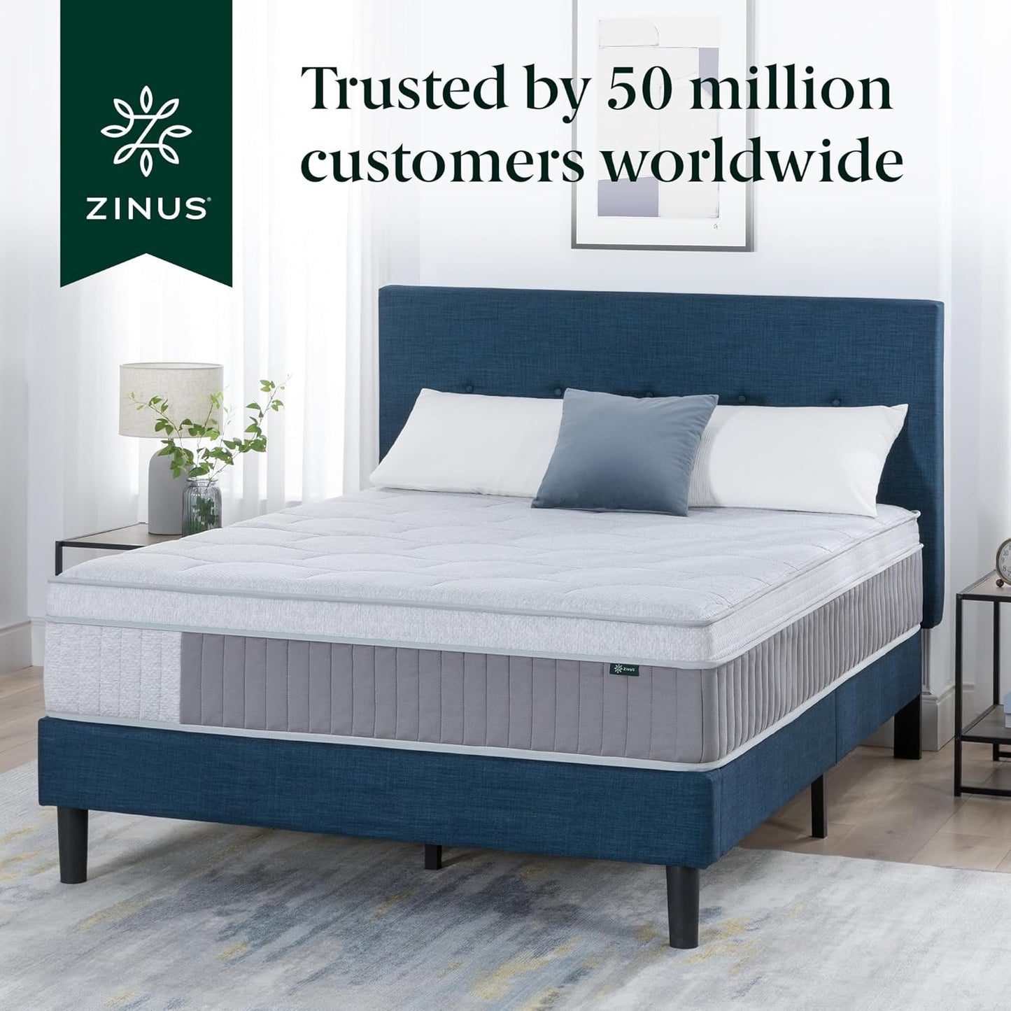 Zinus Cool Support Hybrid Mattress - 13 Inch Cooling Gel Memory Foam | Medium Firm, Queen Size, CertiPUR-US Certified