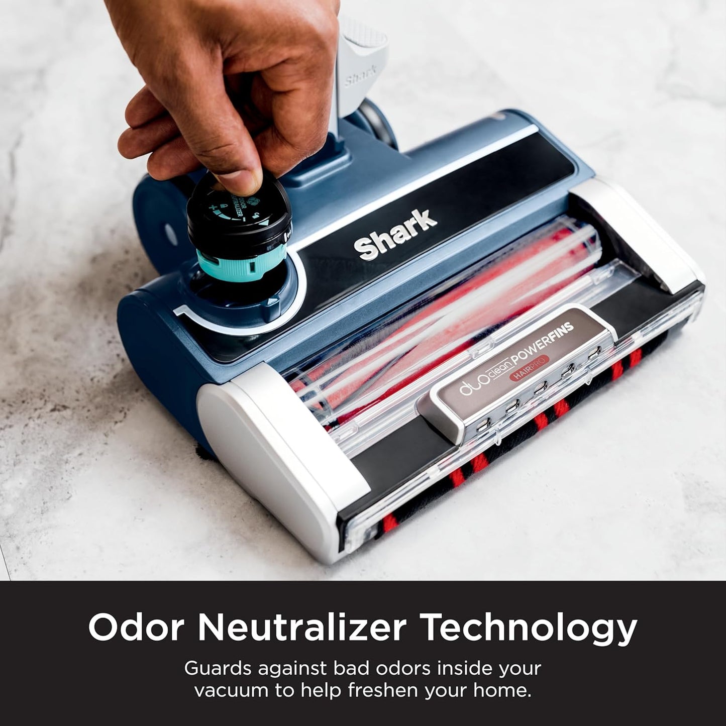 Shark HZ3002 Stratos Ultralight Corded Stick Vacuum - DuoClean PowerFins & Self-Cleaning Brushroll, Navy