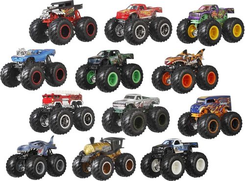 Hot Wheels | Set of 12 Monster Trucks - 1:64 Scale Die-Cast Toy Trucks for Kids & Collectors