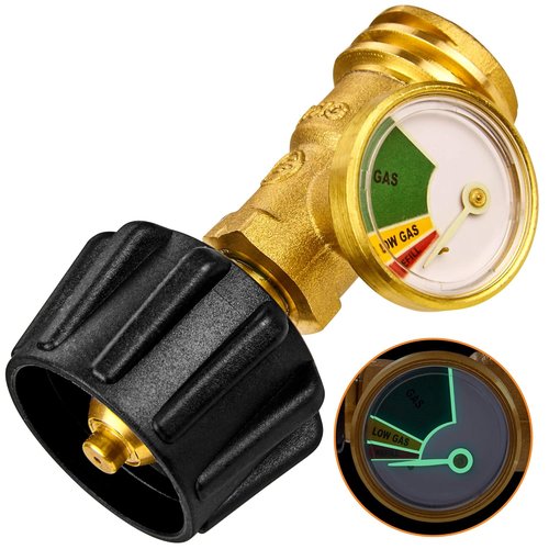 Flame King Propane Tank Gauge - Color-Coded & Glow in The Dark Level Indicator for BBQ, RV, Heater