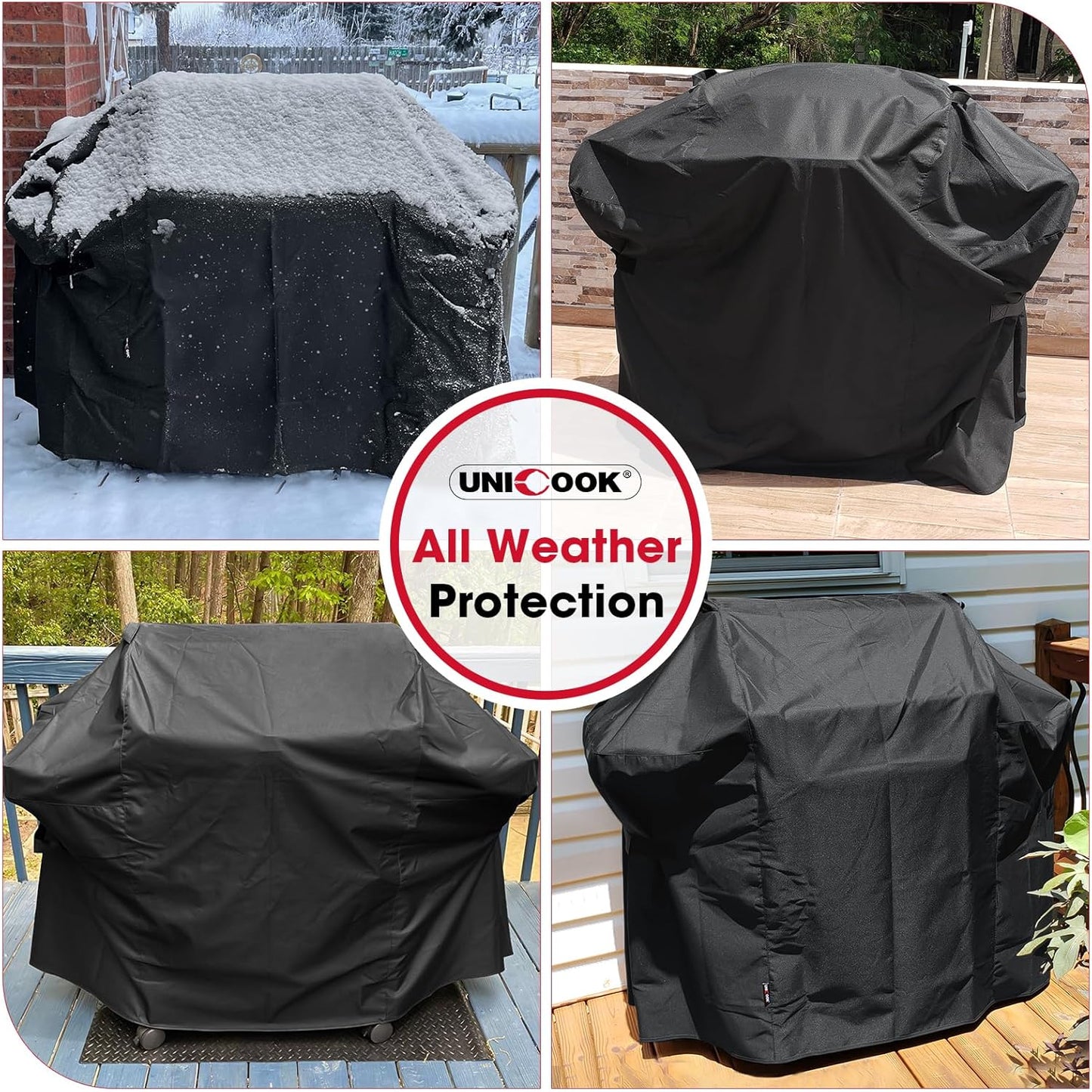Unicook 58 Inch Grill Cover - Heavy Duty Waterproof BBQ Protection for Weber Genesis II & LX 300 Series