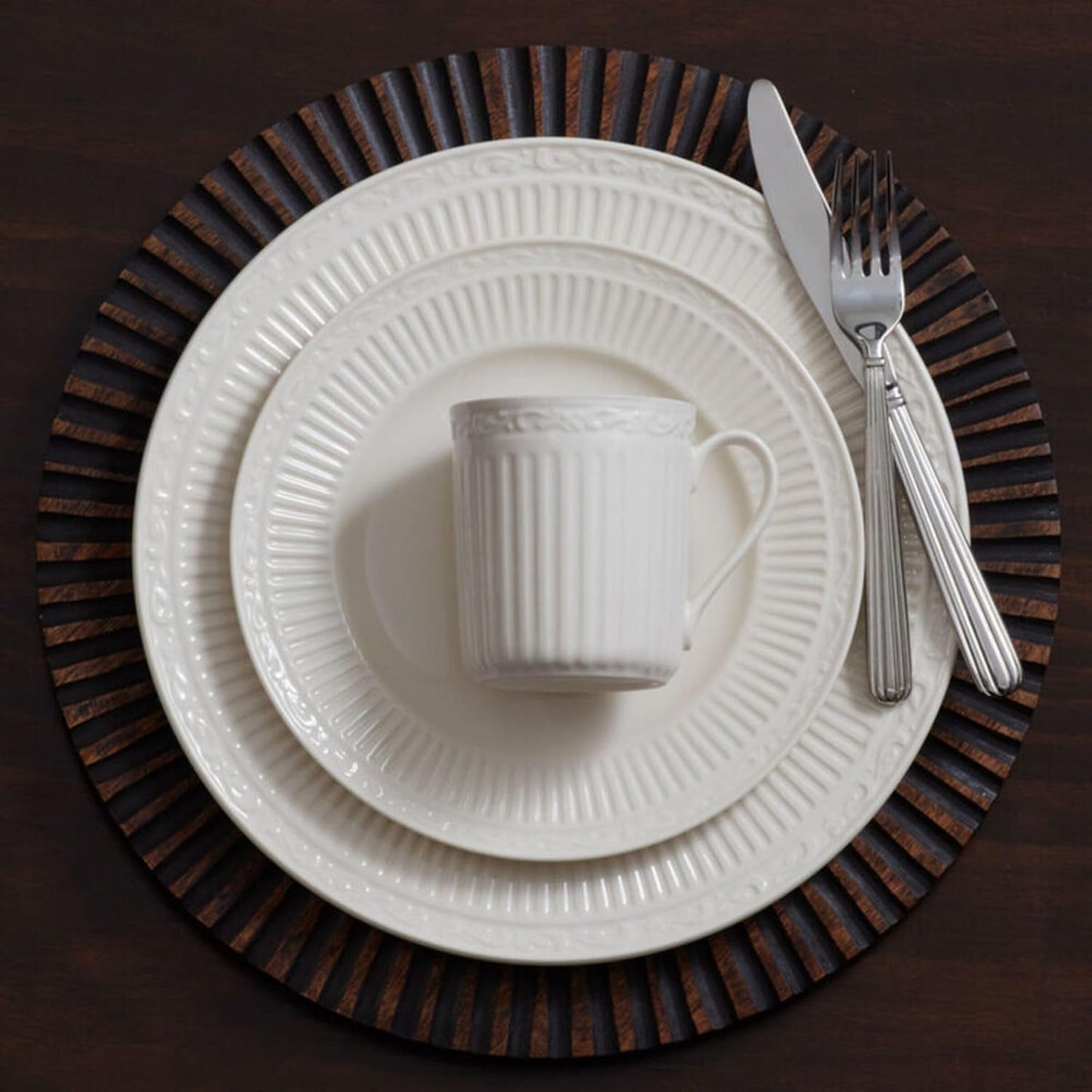 Mikasa Italian Countryside Salad Plates - Set of 4 Classic Embossed White Porcelain, 8.25 Inch, Microwave & Dishwasher Safe