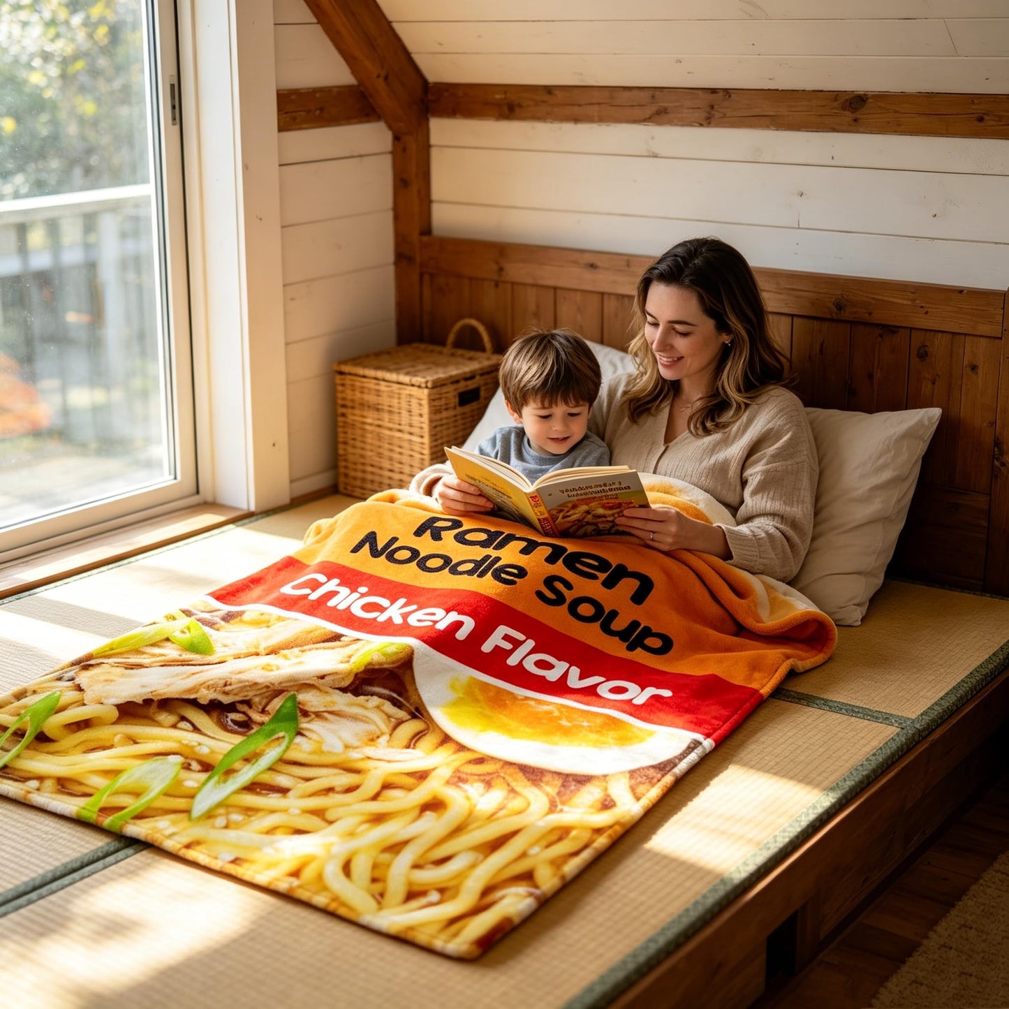 Sofevaim Ramen Blanket 50x60 Inch, Funny Food Blanket Flannel Throw, Soft Ramen Noodle Blanket for Kids Teens and Ramen Lovers, Cozy Gift for Bedroom Sofa Travel Nap
