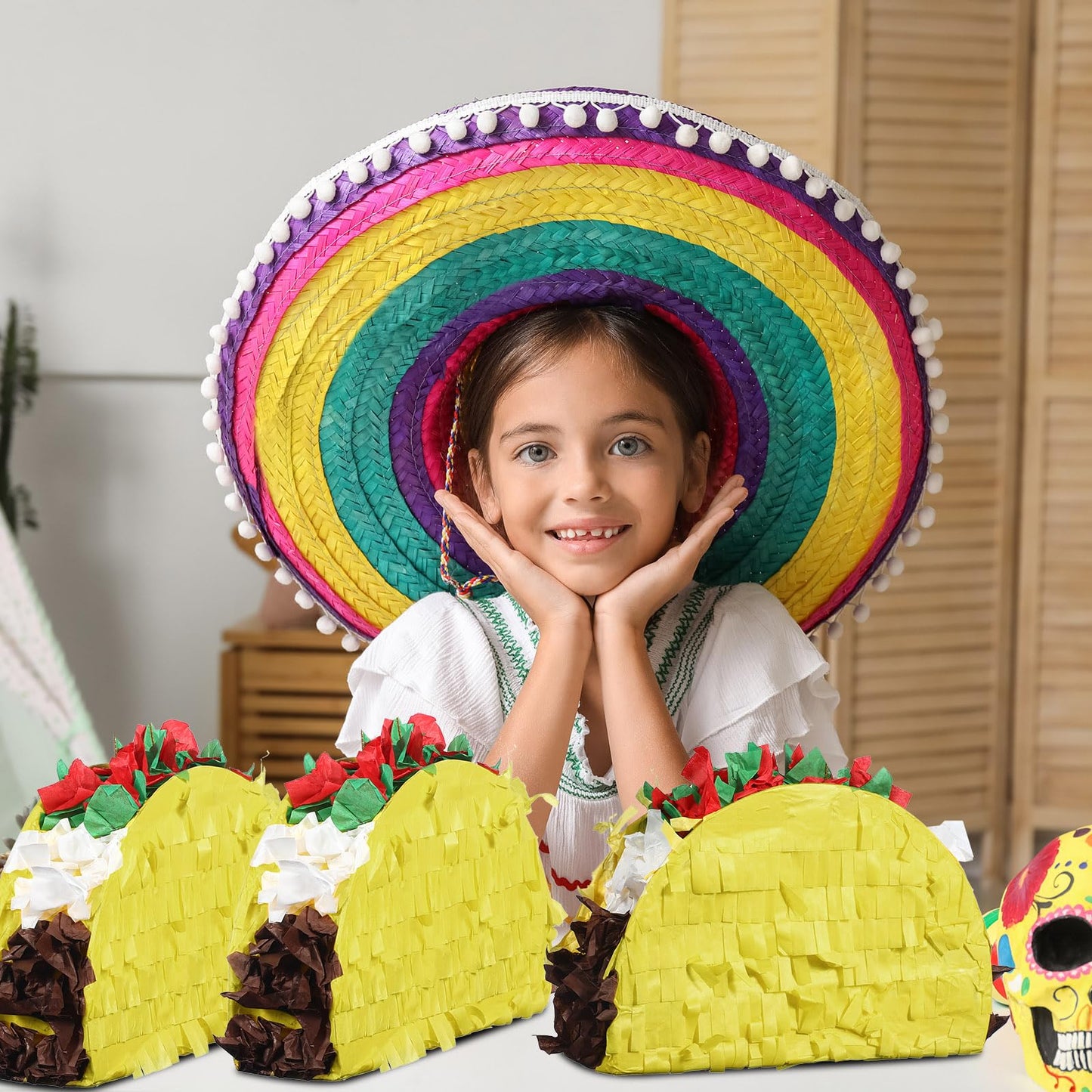 Harrycle 24 Pcs Mini Taco Piñatas for Cinco De Mayo Mexican Little Fiesta Taco Piñata Bulk for Mexican Carnivals Tuesday Event Party Favors, 5.9 x 3.9 x 1.6 Inches