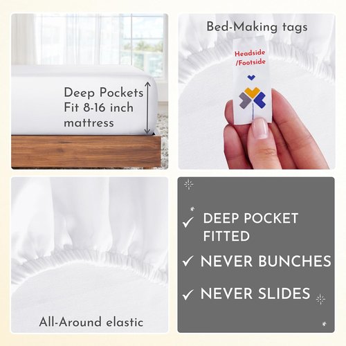 California Design Den Twin Sheet Sets - 400 Thread Count 100% Cotton Sateen, Deep Pocket | Pack of 6 (White)