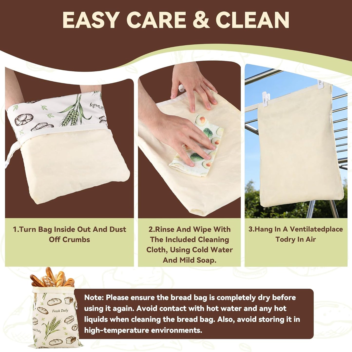 Skiennix Beeswax Bread Bags - 2 Pack Sourdough Storage Bags | 17x13 In, Keep Bread Fresh Longer
