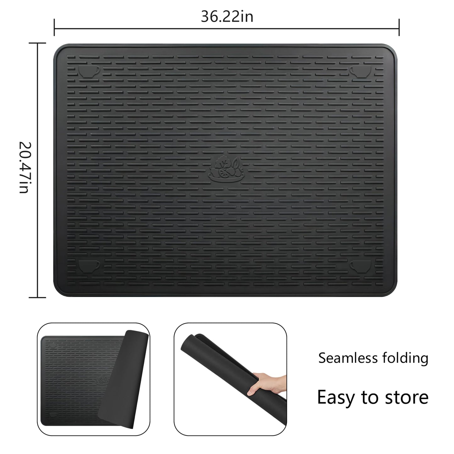 Silicone Stove Top Cover Mat, 36"x21" Silicone Electric Stove Top Protector, Heat Resistant Glass Cooktop Cover, RV Cooktop Protector Mat for Counter (Blcak)