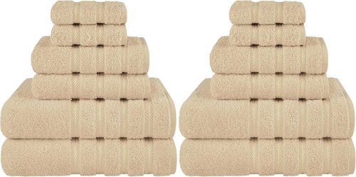American Soft Linen Luxury Towel Set - 6-Piece 100% Cotton Turkish Towels | 600 GSM, Beige