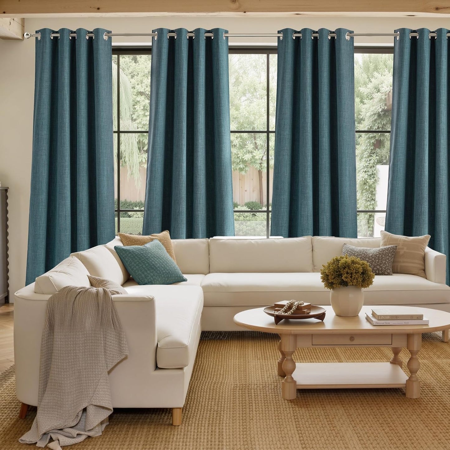 NICETOWN Greyish Blue Blackout Curtains - 63-Inch Privacy Panels for Modern Farmhouse Style | 2 Grommet Top Panels